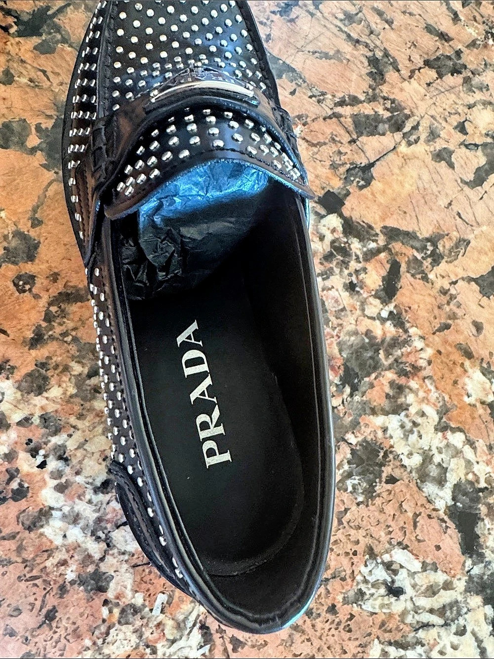 Prada Studded loafers Black 37 (US 7) Like New - Picture 4 of 8